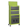 American PRO® Topchest, Mid-Box Tool Chest & Rollcab 9 Drawer Stack - Green