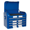 Premier™ Retro Style Topchest, Mid-Box Tool Chest & Rollcab Combination 10 Drawer - Blue with White Stripes