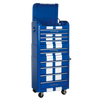 Premier™ Retro Style Topchest, Mid-Box Tool Chest & Rollcab Combination 10 Drawer - Blue with White Stripes