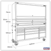 Superline PRO® Black Edition Mobile Trolley with Wooden Worktop, Hutch & 2 Drawer Riser 15 Drawer 1549mm
