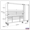 Superline PRO® Black Edition Mobile Trolley with Wooden Worktop, Hutch, 2 Drawer Riser & Side Locker 15 Drawer 1549mm