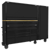 Superline PRO® Black Edition Mobile Trolley with Wooden Worktop 15 Drawer, Hutch, 2 Drawer Riser & Side Locker 1549mm