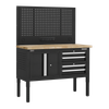 Superline PRO® Modular Workbench with 4 Drawers & Cupboard Wooden Worktop 1265mm