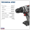 Premier SV20 Series 13mm Brushless Cordless Combi Drill 20V - Body Only