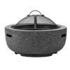 Dellonda Round MgO Fire Pit with BBQ Grill & Safety Mesh Screen 60cm - Dark Grey