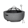 Dellonda Round MgO Fire Pit with BBQ Grill & Safety Mesh Screen 60cm - Dark Grey