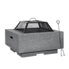 Dellonda Square MgO Fire Pit with BBQ Grill, Safety Mesh Screen - Dark Grey