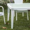 Dellonda Weather-Resistant Polypropylene/Fibreglass Dining Table with Tempered Glass Top - Ivory White