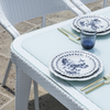 Dellonda Weather-Resistant Polypropylene/Fibreglass Dining Table with Tempered Glass Top - Ivory White