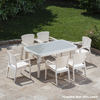 Dellonda Weather-Resistant Polypropylene/Fibreglass Dining Table with Tempered Glass Top - Ivory White