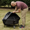Dellonda Deluxe 2-in-1 Outdoor Fire Pit/Coffee Table with Drawstring Cover 93cm Antique Bronze Effect