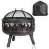 Dellonda Deluxe 24" Fire Pit, Fireplace, Outdoor Patio Heater, Decoration Rings, Supplied with Cooking Grill, Safety Screen, Poker & Cover