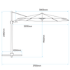 Dellonda Cantilever Parasol with 360° Rotation, Tilt & Cover 3m - Cream