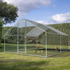 Dellonda Walk-In Galvanized Steel Chicken Run with Roof Cover & PVC Coated Chicken Wire