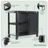 Dellonda BBQ/Plancha Workstation Trolley with Cupboard, Extension Table & Utensil Hooks, Black