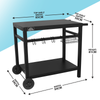 Dellonda Plancha Trolley with Utensil Holder - Black