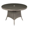 Dellonda Chester Rattan Wicker Round Outdoor Dining Table with Tempered Glass Top