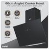 Baridi Angled Chimney Cooker Hood with Touch Controls & Carbon Filters 60cm - Black Glass