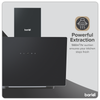 Baridi Angled Chimney Cooker Hood with Touch Controls & Carbon Filters 60cm - Black Glass