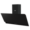 Baridi Angled Chimney Cooker Hood with Carbon Filters & LED Lamp 90cm, Energy Class A - Black Glass