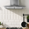 Baridi Curved Glass Cooker Hood with Carbon Filters & LED Lights 60cm - Stainless Steel