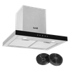 Baridi T-Shape Chimney Cooker Hood with Carbon Filters 60cm - Stainless Steel