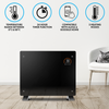 Baridi Electric Glass Panel Heater, 1500W, Thermostat Controlled 24Hr 7 Day Timer, Wi-Fi Enabled, Remote Control, Black - DH137