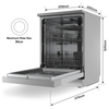 Baridi Regular Sized Freestanding Dishwasher 60cm Wide 14 Place Settings - Silver