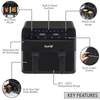 Baridi Dual Zone Air Fryer 8L with 8-in-1 Functions Touch Controls, Easy-Clean, Black - DH172