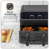 Baridi Dual Zone Air Fryer 8L with 8-in-1 Functions Touch Controls, Easy-Clean, Black - DH172