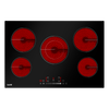 Baridi Integrated Ceramic Hob with 5 Cooking Zones 77cm - Black Glass