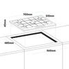 Baridi Gas Hob with 5 Cooking Zones 70cm - Stainless Steel