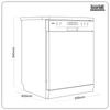 Baridi Regular Sized Freestanding Dishwasher 60cm Wide 13 Place Settings - Silver