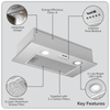 Baridi Cooker Hood with 5 Layer Filter 52cm - Stainless Steel