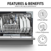 Baridi Tabletop Dishwasher 6 Place Settings 6.5L Capacity - Silver