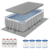 Dellonda Deluxe Steel Frame Swimming Pool with Filter Pump 13ft, Top Cover, Ground Sheet, Additional Filters & Starter Kit