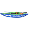 Dellonda Inflatable One-Person Kayak/Canoe Set with Pump, Carry Bag & Aluminium Oar - Blue/Green
