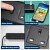 2.6m Extension Lead with USB Ports - Black