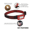 Rechargeable Head Torch with Auto-Sensor 2W COB LED - Red