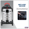 30L Vacuum Cleaner Wet & Dry Stainless Steel Drum & Detachable Leaf Blower 1200W/230V