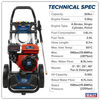 Self-Priming Pressure Washer 198bar 5.8hp - Petrol