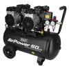 50L Low Noise Oil Free Direct Drive Air Compressor 2 x 2hp