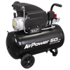 50L Direct Drive Air Compressor 2hp with 4pc Air Accessory Kit