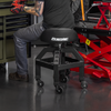 Premier Industrial Pneumatic Creeper Stool with Adjustable Height Swivel Seat & Back Rest