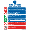 Worksafe® Fire Action With Lift Safety Sign - Rigid Plastic