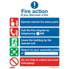 Worksafe® Fire Action Without Lift Safety Sign, Self-Adhesive Vinyl - Pack of 10