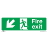 Worksafe® Fire Exit (Down Left) Safety Sign, Self-Adhesive Vinyl - Pack of 10