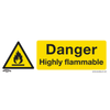 Worksafe® Danger Highly Flammable Safety Sign, Rigid Plastic - Pack of 10