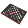 Premier Ratchet, Torque Wrench, Breaker Bar & Socket Adaptor Set with Tool Tray 3/8"Sq & 1/2"Sq Drive 12pc