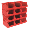 Plastic Storage Bin 210 x 355 x 165mm, Red - Pack of 12